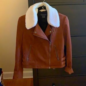 New French Connection Biker Jacket - teddy collar